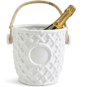 Twos company Hampton faux bamboo cooler bucket w Wicker Handle